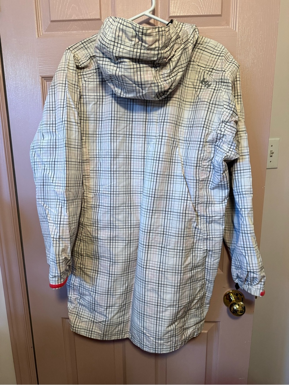Helly Hansen White Plaid Shell Wind and Rain Coat - Picture 7 of 10